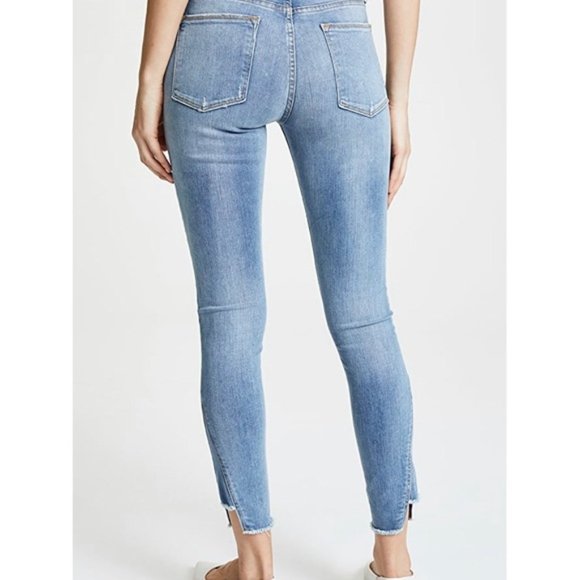 FRAME Le High skinny gusset step hem jeans in Brummel wash - Picture 2 of 10